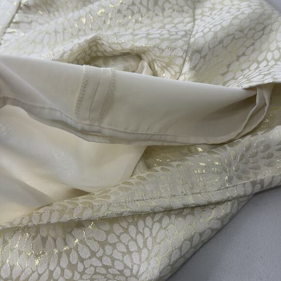Charming Charlie Medium Ivory Gold Brocade Dress Y2K party dress structured zip - Picture 9 of 12